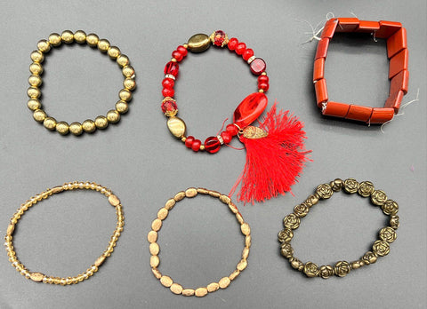 Mixed Style Beaded Boho Rhinestone Stretch Bracelets Wearable Jewelry Lot of 30