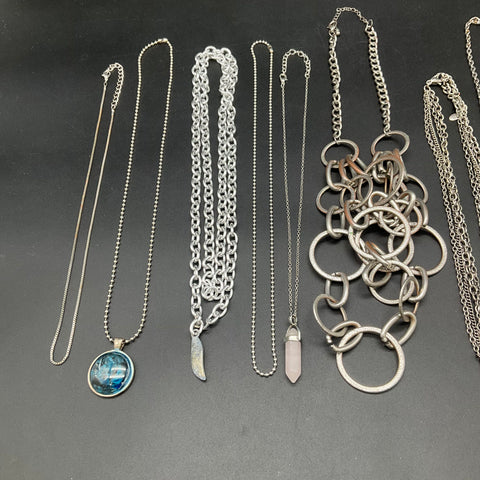 Brighton & Mixed Silver Tone Necklace Lot of 11 Statement Fashion Jewelry