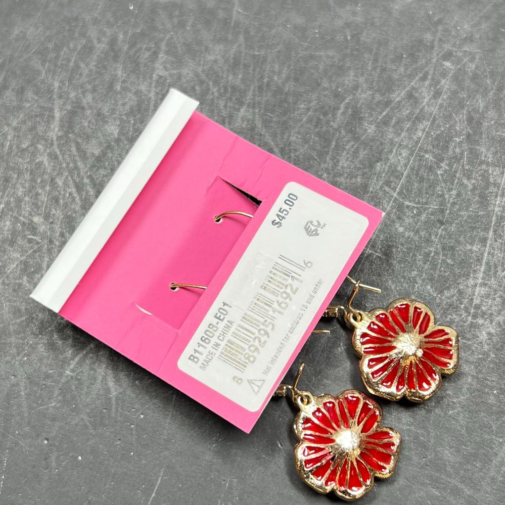 Betsey Johnson Red tones Flower Earrings NWT