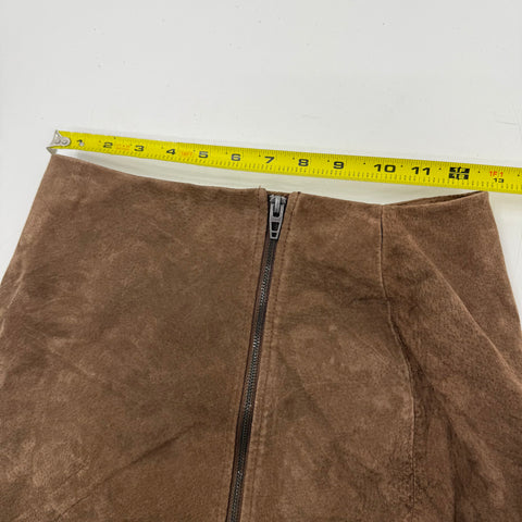 Blank NYC Brown Suede Leather Zipper Front A-Line Mini Skirt Women's Size 25
