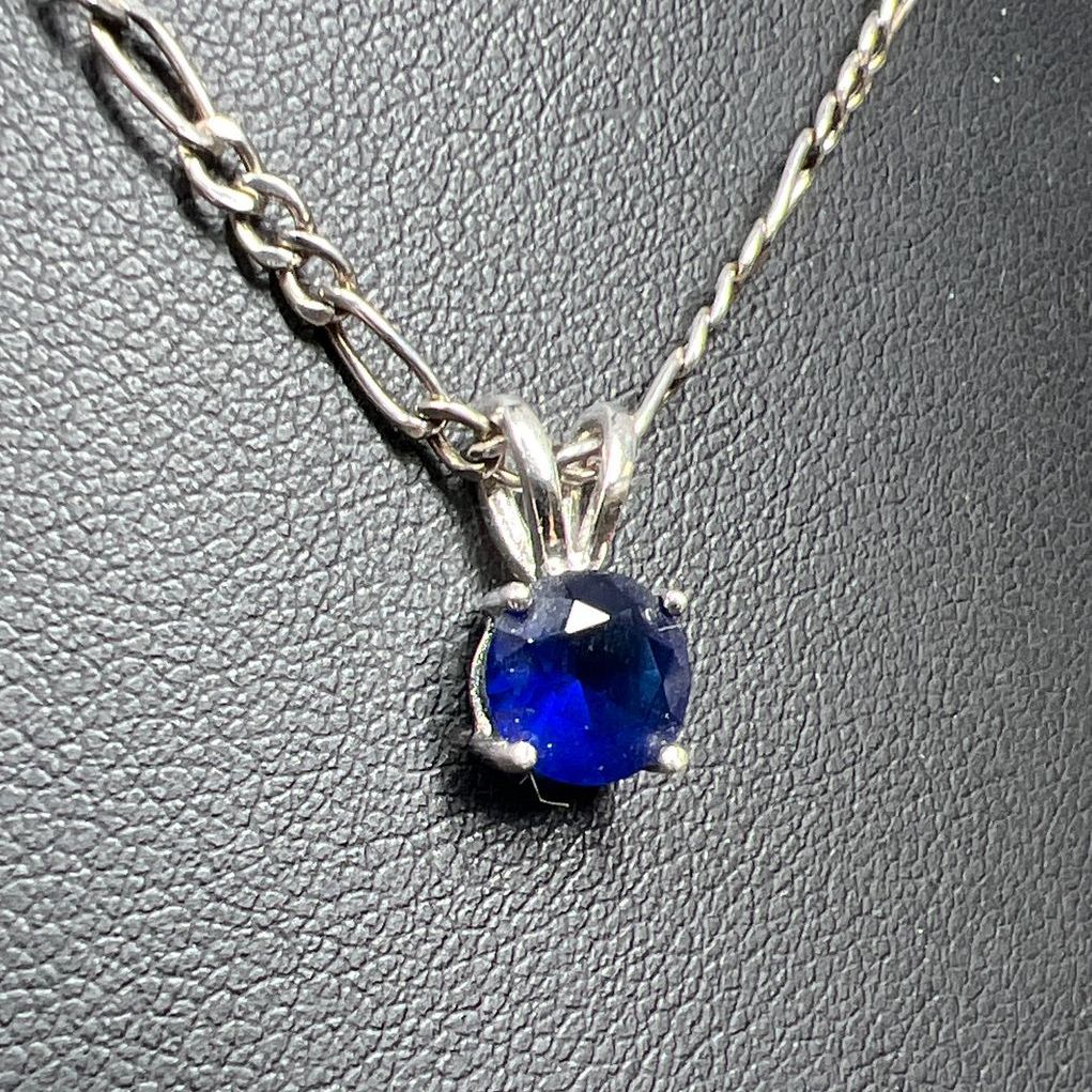 925 Sterling Silver Blue Rhinestone Necklace & Earrings Set