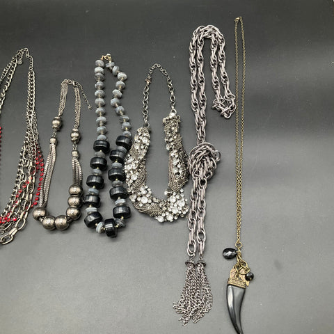 Statement Fashion Necklace Lot of 8 Rhinestone Faux Pearl Tassel Horn Pendant