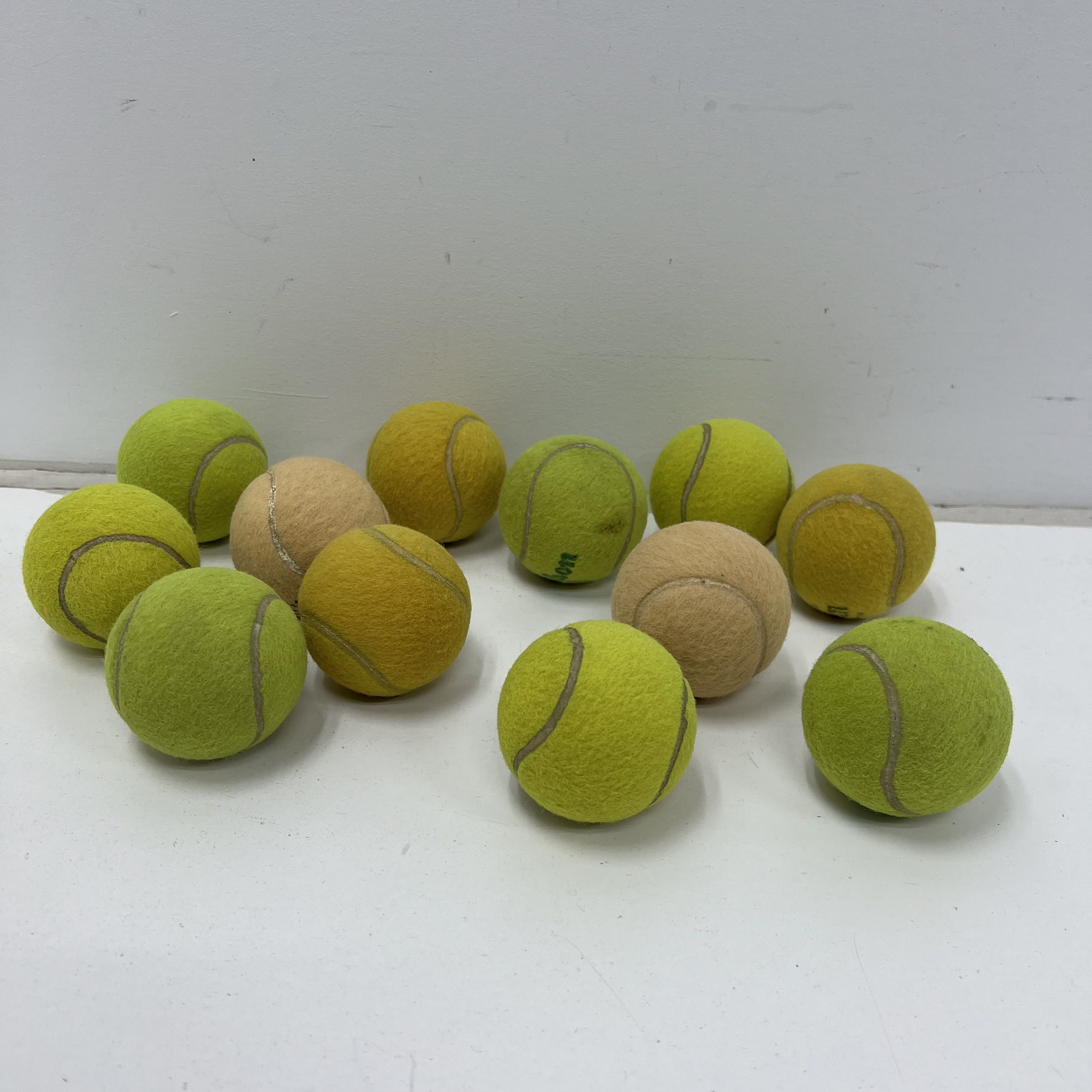 Vintage Wilson Slazenger Dunlop Lot of 13 Tennis Balls Yellow Green