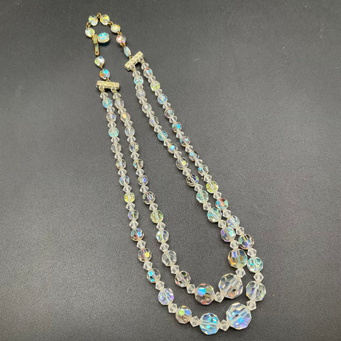 Vintage Costume Jewelry Necklace Lot of 4 Faux Pearl Aurora Borealis Filigree