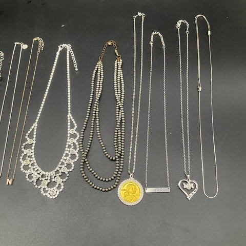 Fashion Costume Jewelry Necklace Lot of 19 Rhinestone Beaded Pendants Bow Coin