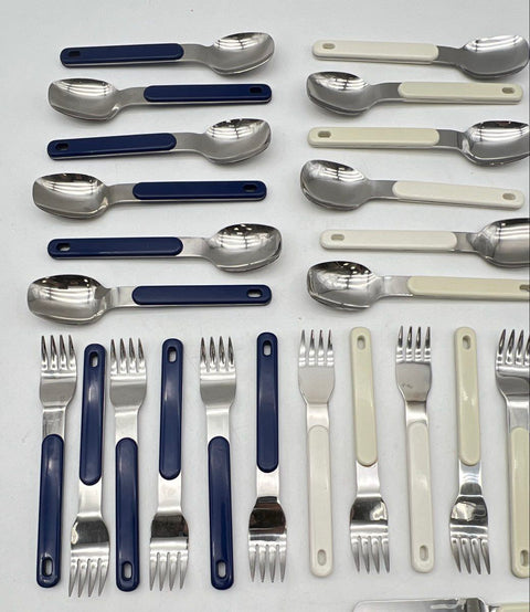 Oneida Northland Colormates Stainless Flatware Set 48pc Blue White Mixed Lot