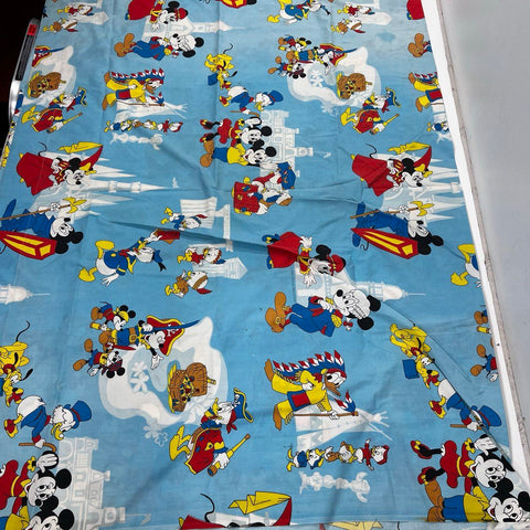Vintage Disney Sheet Set Mickey Mouse Donald Duck Twin Fitted Flat Muslin 2pc