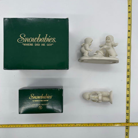 Department 56 Snowbabies Figurine Lot 2 A Wish For Snow 2000 Vintage With Boxes