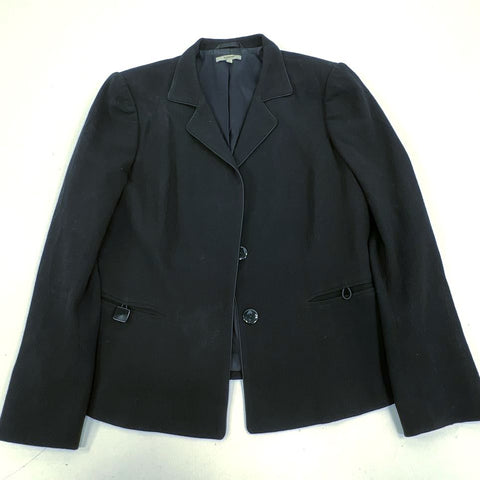 Santorelli Black 100% Wool Made in Italy Single Breasted Blazer Women's 10