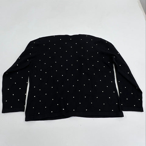 Mark Fore & Strike Women's Black Polka Dot Silk Blend Cardigan Sweater Size L