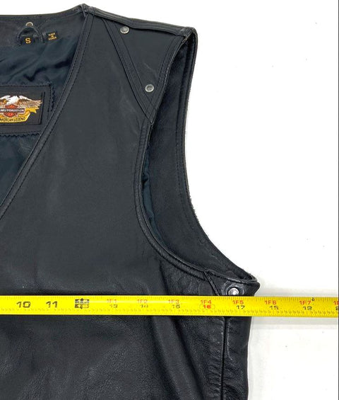 Vintage 90s Harley-Davidson Leather Biker Buckle Back Vest Sz S