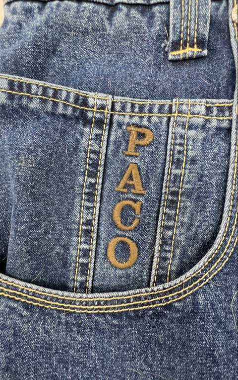 Vintage 90s Paco Jeans Men's Blue Baggy Wide Leg Denim Shorts Sz 32