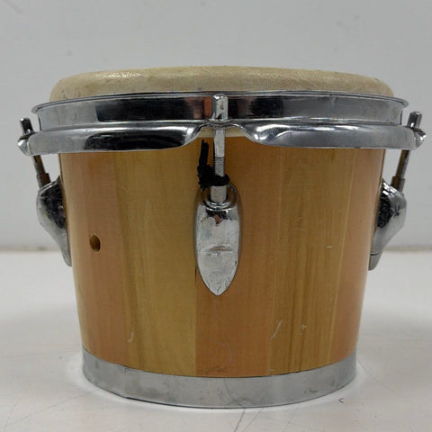 Single Bongo Drum 8-Inch Stave Wood Shell Percussion Natural Finish