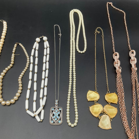Fashion Jewelry Necklace Lot of 8 Faux Pearl Rhinestone Shell Pendant Styles
