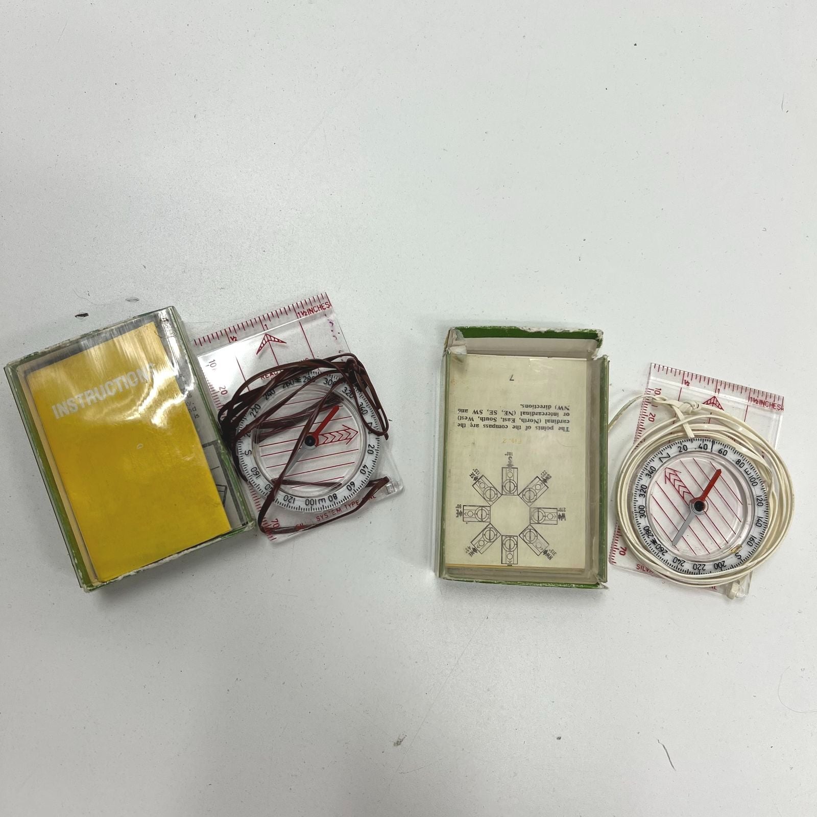 Lot Of Two Vintage Silva-System Type 7 Compasses Hiking Orienteering Mapping