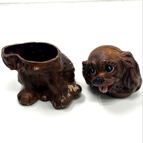 Vintage Ceramic Dog Cookie Jar Cocker Spaniel 10 Inch Hand-Painted Figurine