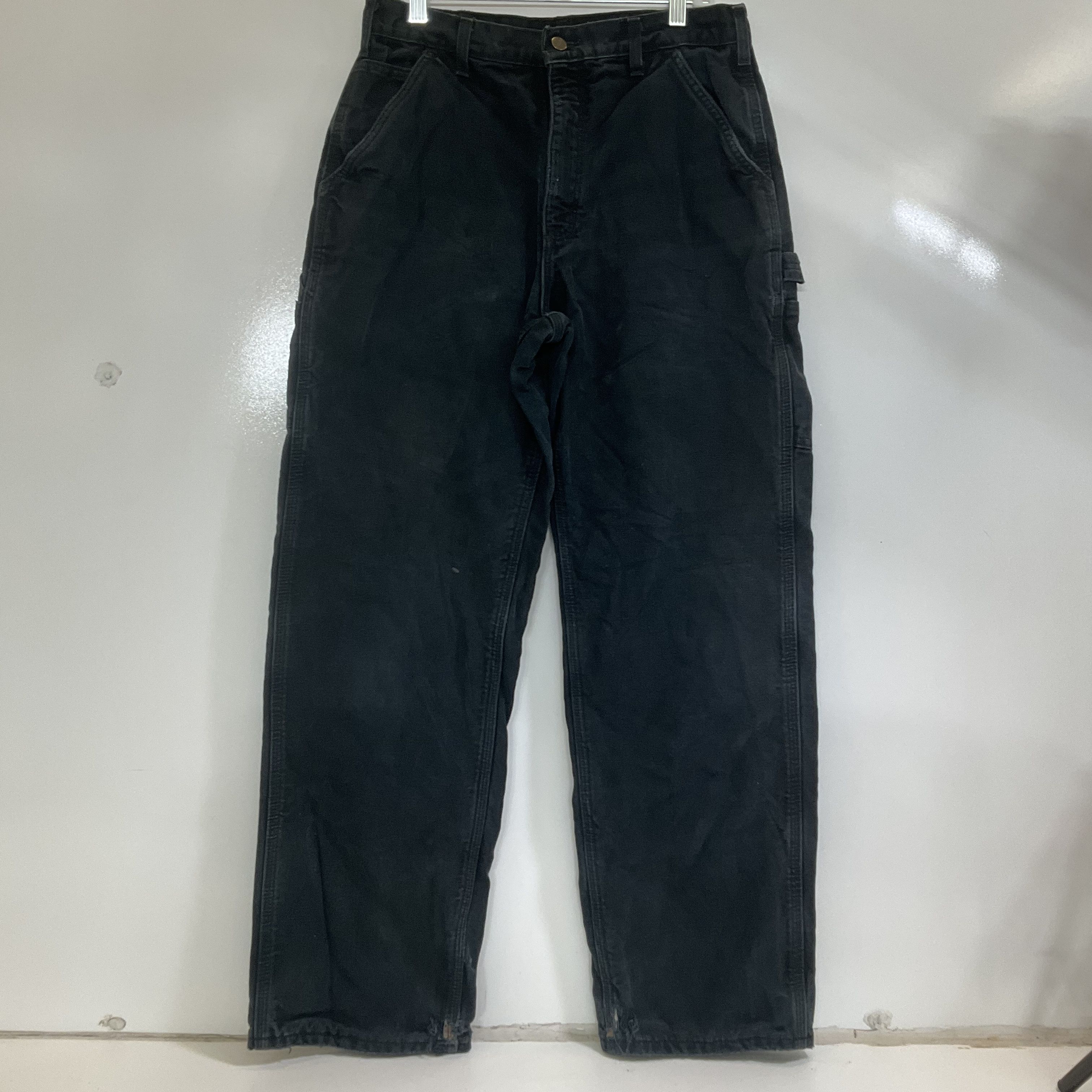 Carhartt B111 Flannel Lined Washed Duck Dungaree Pants Black Men's 33x32