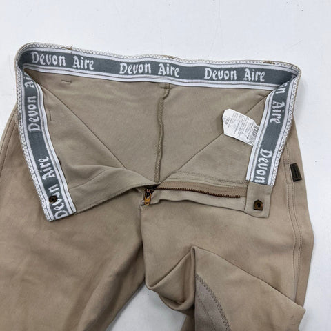 Devon Aire Women's Beige Horse Riding Jodhpurs Breeches Knee Patch Sz M