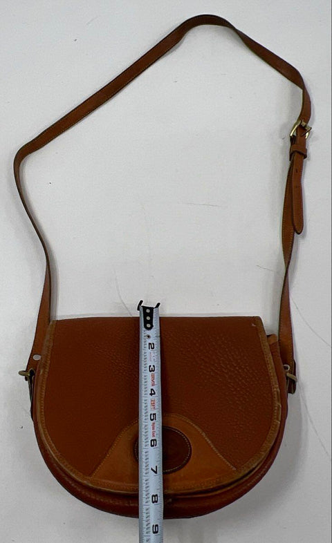 Vintage Dooney & Bourke British Tan All Weather Leather AWL Saddle Crossbody Bag