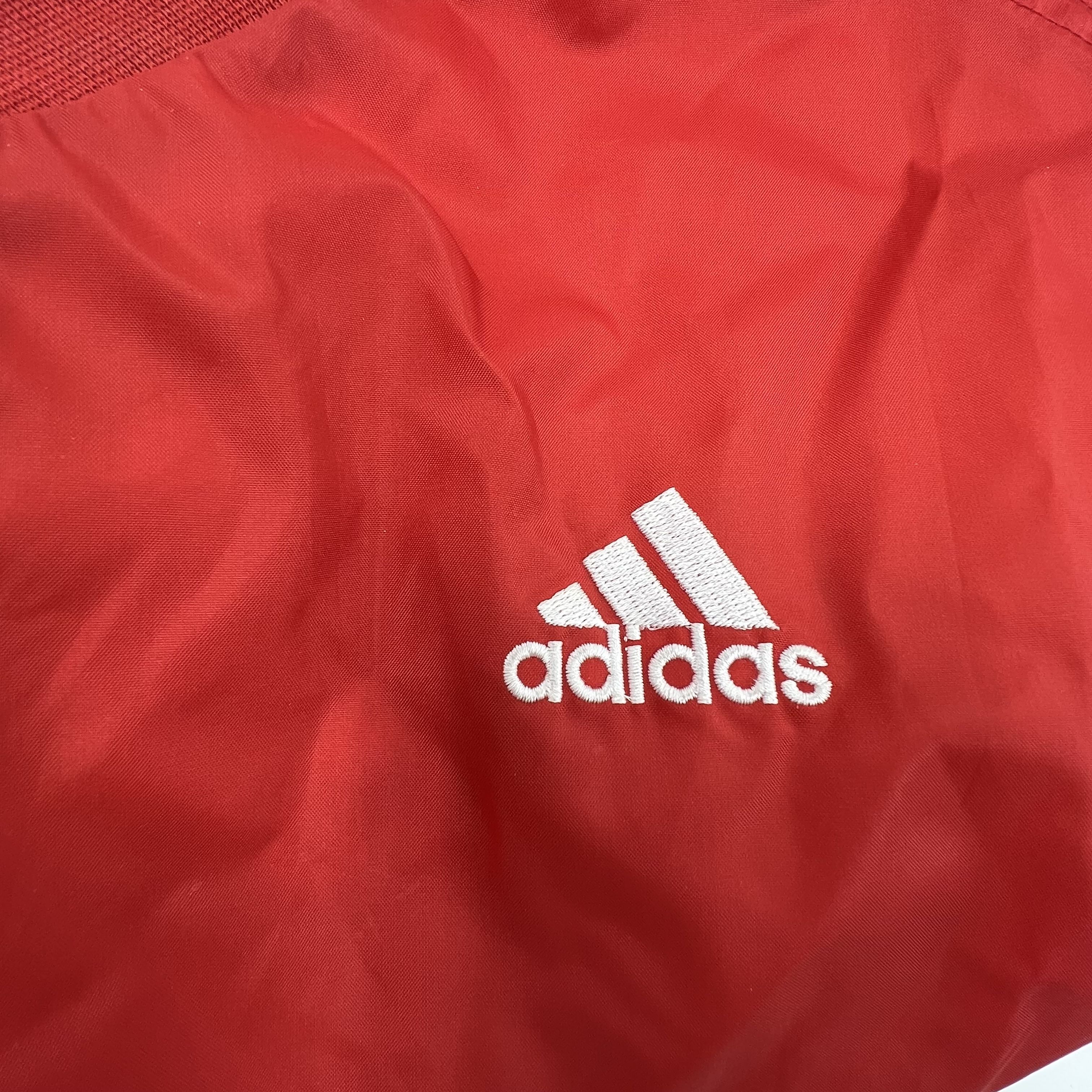 Vintage 90s adidas Red Team V-Neck Nylon Pullover Windbreaker Mens 2XL