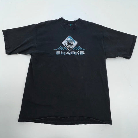 Vintage 90s San Jose Sharks NHL T-Shirt Logo Athletic Made in USA Sz XL