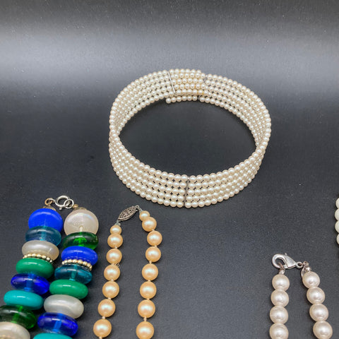 Vintage to Modern Faux Pearl Costume Jewelry Lot 1.8 lbs 10 Pieces
