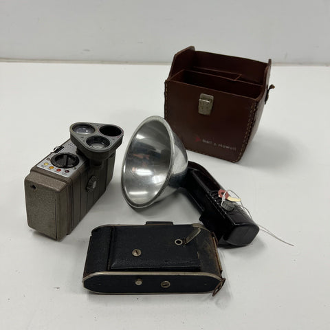 Vintage Bell & Howell 333 Ansco Kodak Camera Flash Lot 8mm Movie Folding Prop