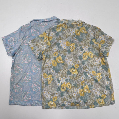 Vintage 80s Haband For Her Floral Paisley Blouse Top Lot of 2 Sz XL USA