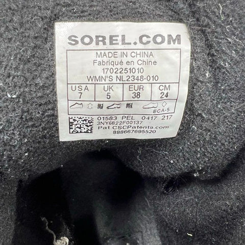 Sorel Conquest Wedge Black Leather Waterproof Ankle Boots Women's Size 7