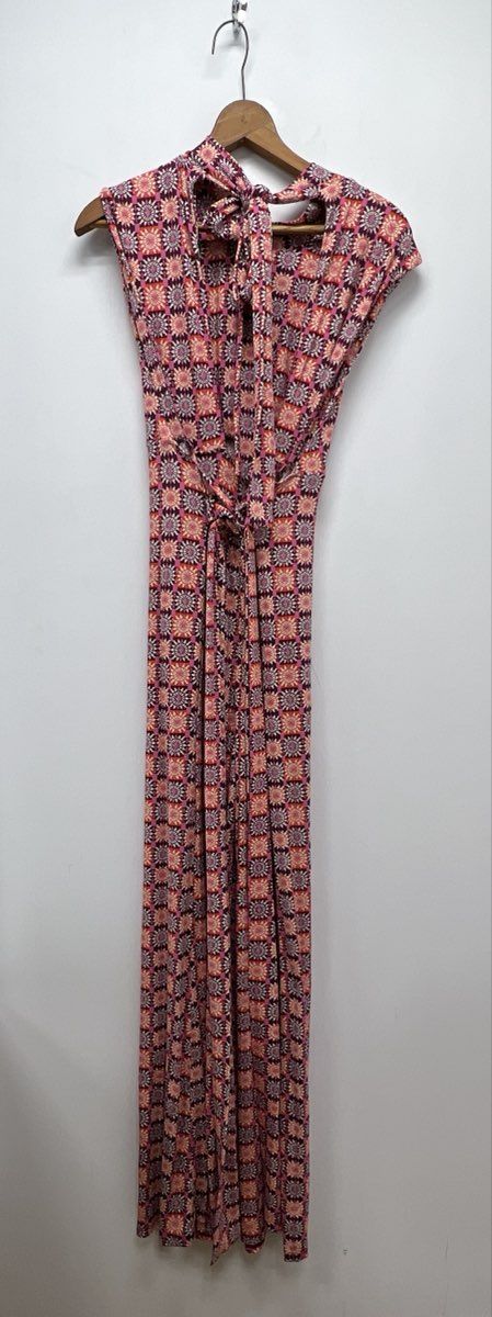 Free People Women's Pink Orange Geometric Wide Leg Halter Jumpsuit Sz XS NWT