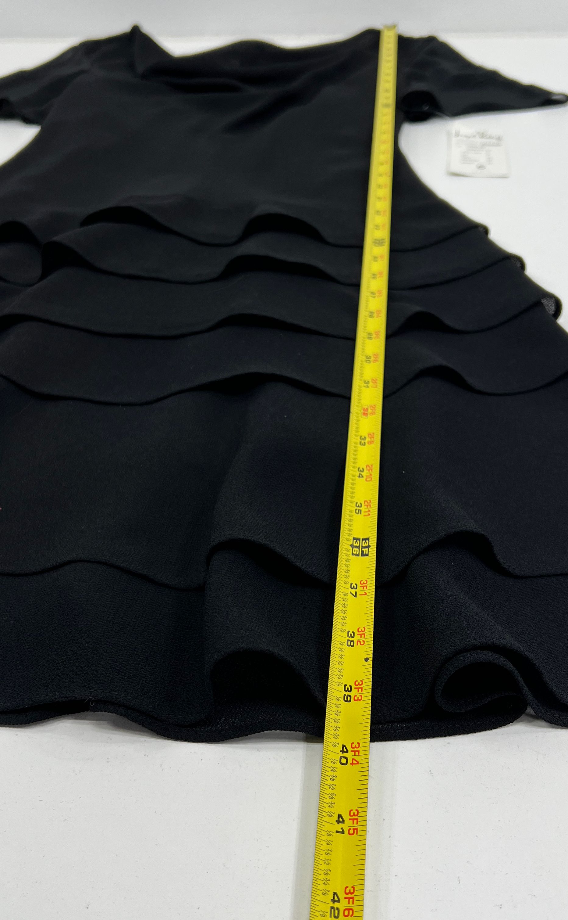 NWT Women's Joseph Ribkoff Black Ruffle Cowl Neck Flutter Sleeve Dress - Size 6