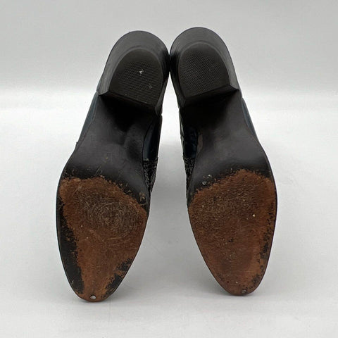Vintage Nocona Navy Leather Snakeskin Exotic Cowboy Boots Size 7.5 B