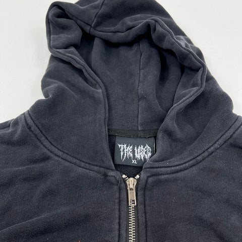 The Used Men's Black Full Zip Hoodie Tour 2024 Graphic Barbed Wire Metal Sz XL