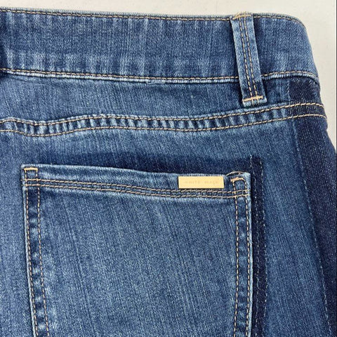 White House Black Market WHBM Women's The Straight Crop Two Tone Jeans Size 6