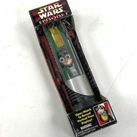 1999 Star Wars Ep I Anakin Skywalker Watch Qui-Gon Lightsaber Case New Sealed