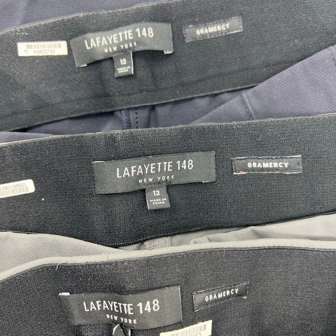 Lafayette 148 Women's Gramercy Pants Lot of 3 Gray Black Straight Leg Size 12