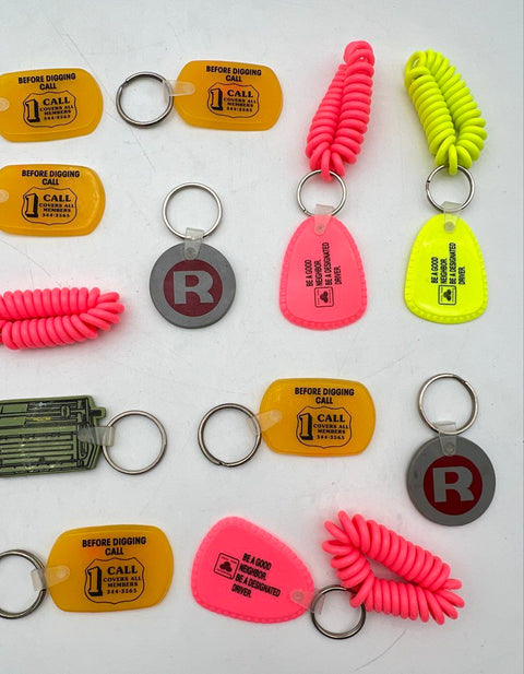 Advertising Keychain Lot 15 Pieces Vintage Promotional Plastic Various