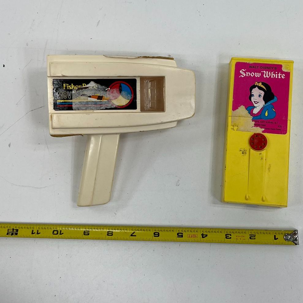 Vintage 1970s Fisher Price Movie Viewer Toy Lot Goofy Snow White Cartridges