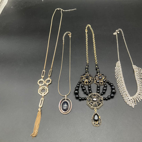 Vintage & Modern Statement Jewelry Lot of 6 Rhinestone Pearl Tassel Necklaces