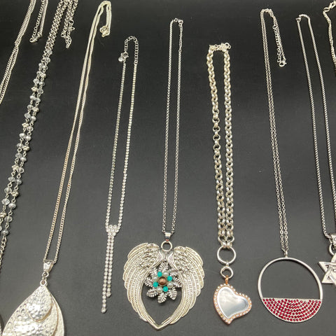 Mixed Costume Jewelry Lot 12 Necklaces Vintage to Modern 0.9 lbs Star Heart