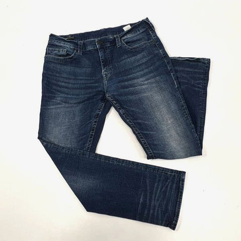 True Religion Men's Ricky Relaxed Straight Blue Indigo Wash Jeans Sz 38