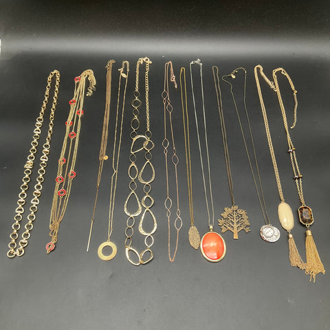 Fashion Jewelry Lot of 12 Necklaces Tassel Pendant Statement Gold Silver Tone