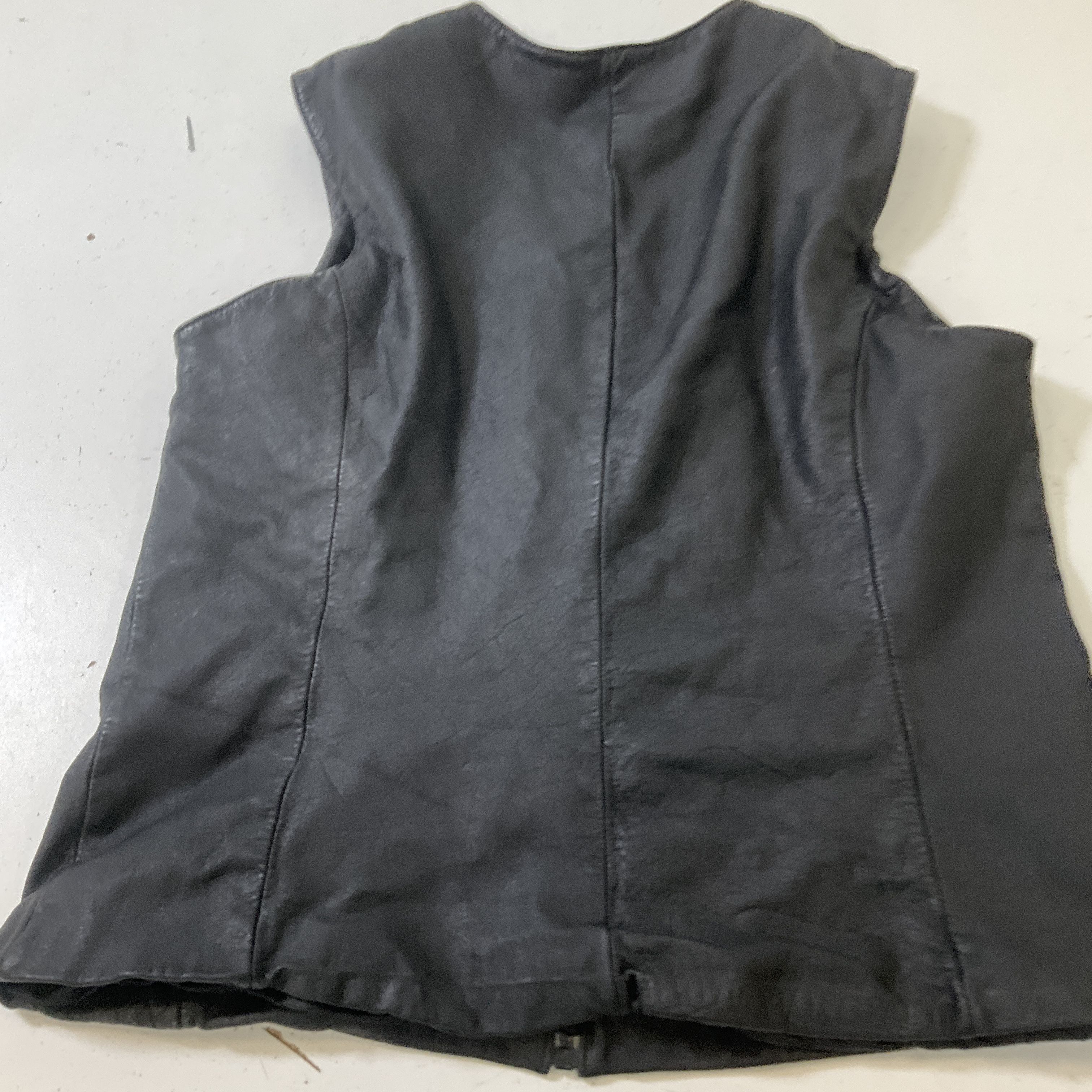 Preston & York Women's Black Leather Full Zip Vest Size 12 Vintage