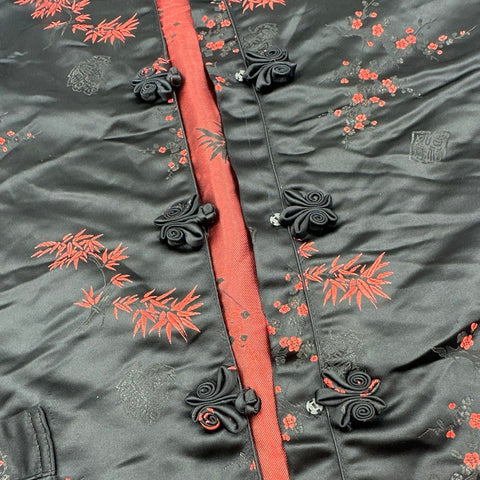 Vintage 90s Oriental SF Men's Chinese Frog Button Bamboo Floral Shirt Sz XL