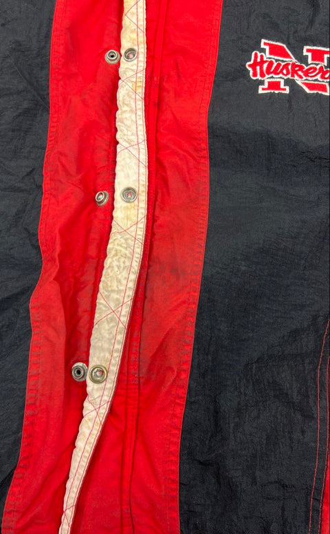 Vintage 90s Starter Nebraska Huskers NCAA Hooded Puffer Jacket Sz L