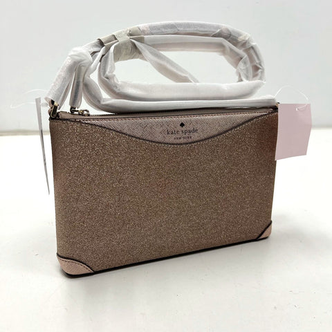 Kate Spade NWT Rose Gold Glitter Fabric Crossbody Bag K4624