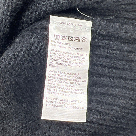 Saks Fifth Avenue Women's Sweater Dress Black Belted Puff Sleeve Button Sz L