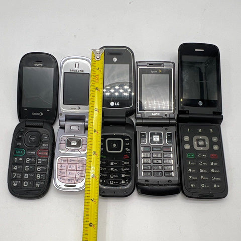 Samsung Sanyo LG Flip Phone Lot 5 Piece Vintage Cell Phones Untested As-Is