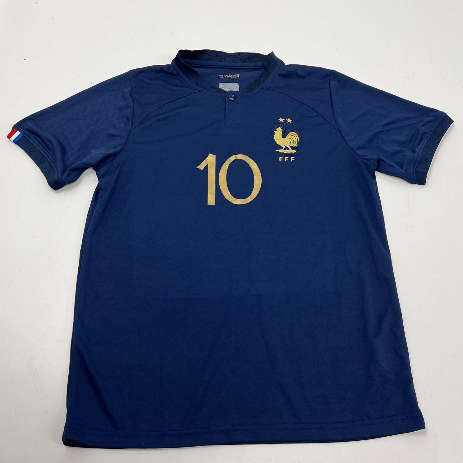 NWT France Mbappe #10 Blue Gold FFF Soccer Jersey Men's Size M