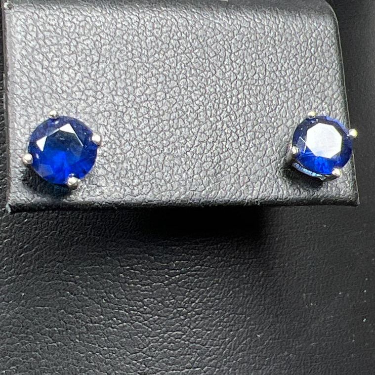925 Sterling Silver Blue Rhinestone Necklace & Earrings Set